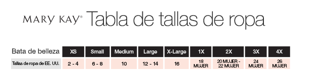 Tabla de tamaños