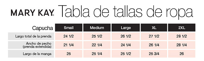 Tabla de tamaños